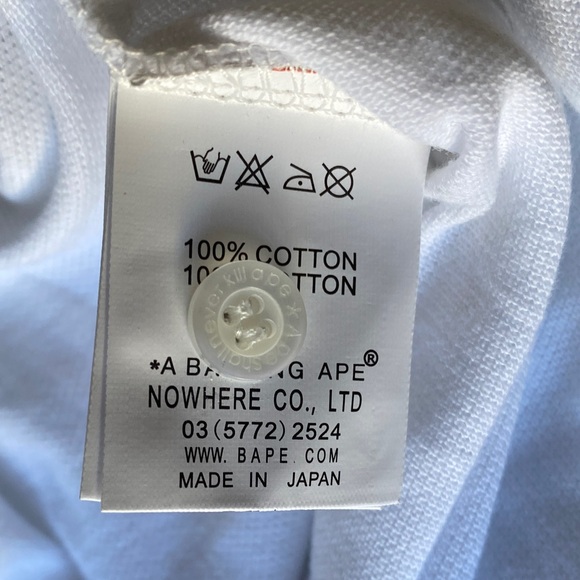 A Bathing Ape White Polo T-Shirt - Boy’s Medium - Picture 13 of 13